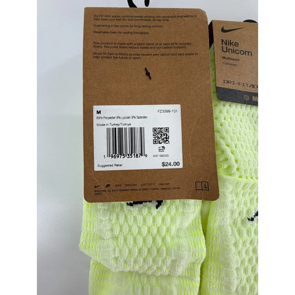 Nike Neon Yellow Athletic Socks - Picture 2 of 4